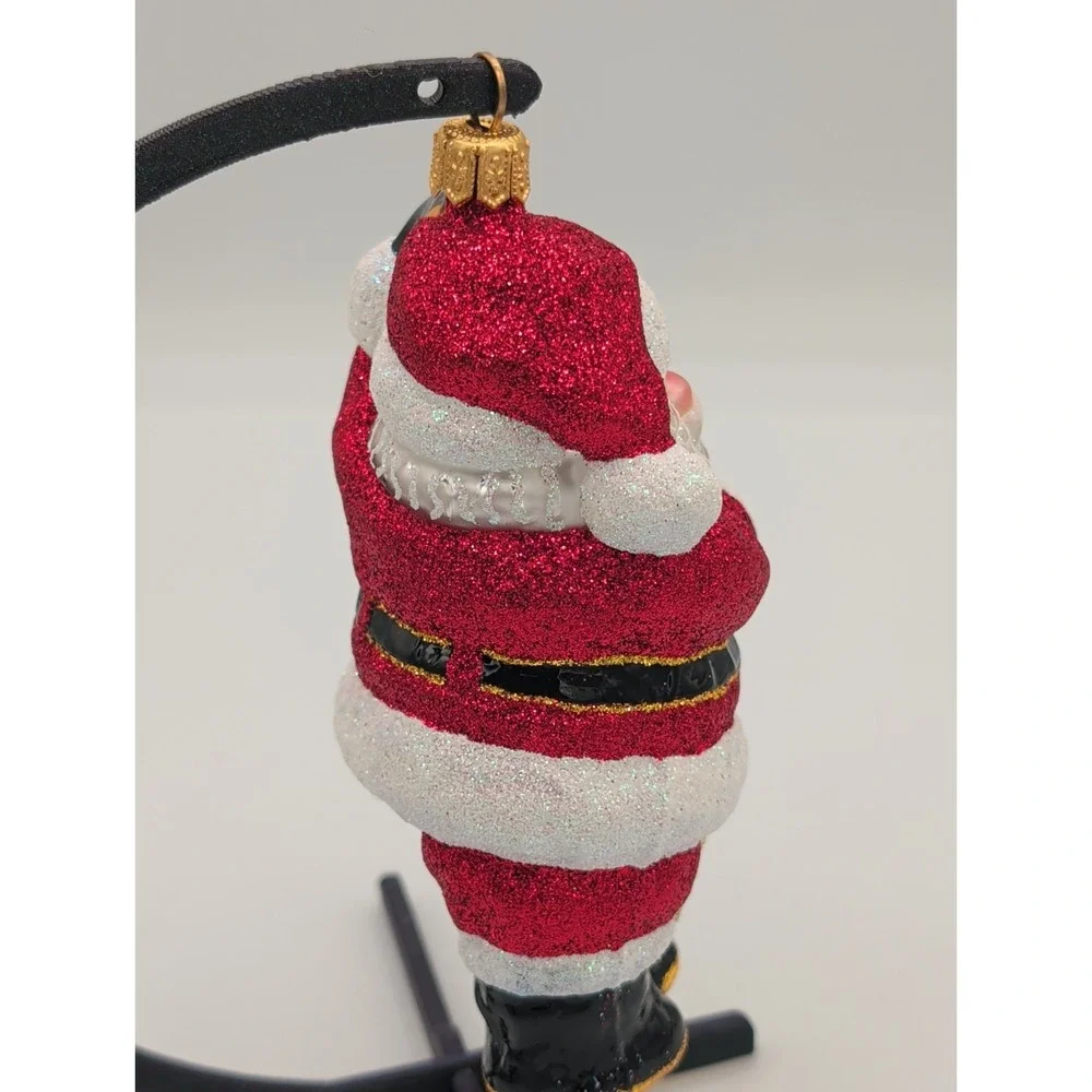 Lao Mai Blown Glass Santa Claus Climbing Rope Christmas Ornament Vintage 1985 5